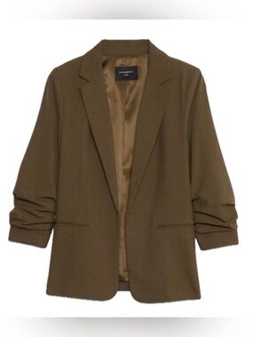 Banana Republic Olive Open Blazer with Ruched Sleeves XL EUC 16 18